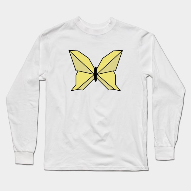 Yellow Origami Butterfly Long Sleeve T-Shirt by Numerica